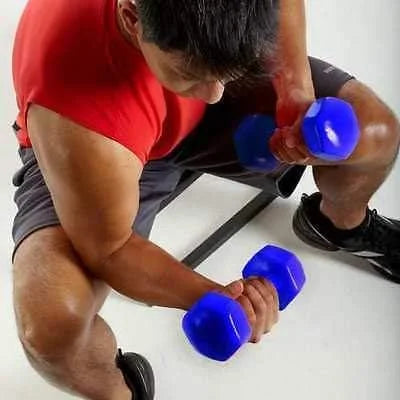 Pesa Mancuernas de neopreno 1, 1,5, 2, y 3 kilos color azul y rojo, cortas Anti-rolling pack 2 unidades.