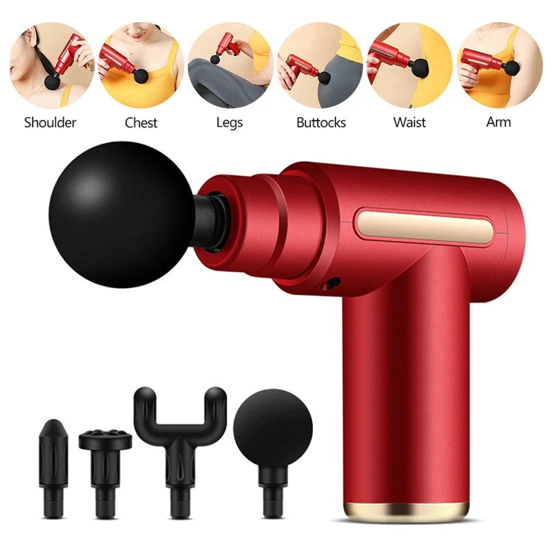 Pistola de masaje de percusión de tejido profundo, masajeador muscular para alivio del dolor, pistola de Fascia.