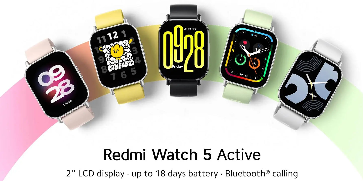 Xiaomi Redmi Watch 5 Active Smart Watch Bluetooth 5.3, monitor de oxígeno en sangre, frecuencia cardíaca, llamadas de voz por Bluetooth, pantalla LCD de 2 pulgadas.