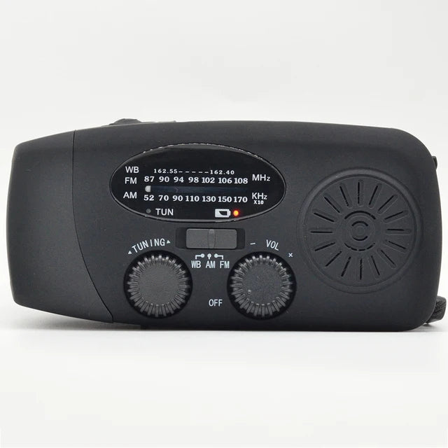 Radio de emergencia para acampar al aire libre, radio solar con dinamo y manivela, FM/AM/NOAA, cargador de teléfono de 2000 mAh, batería externa, linterna SOS
