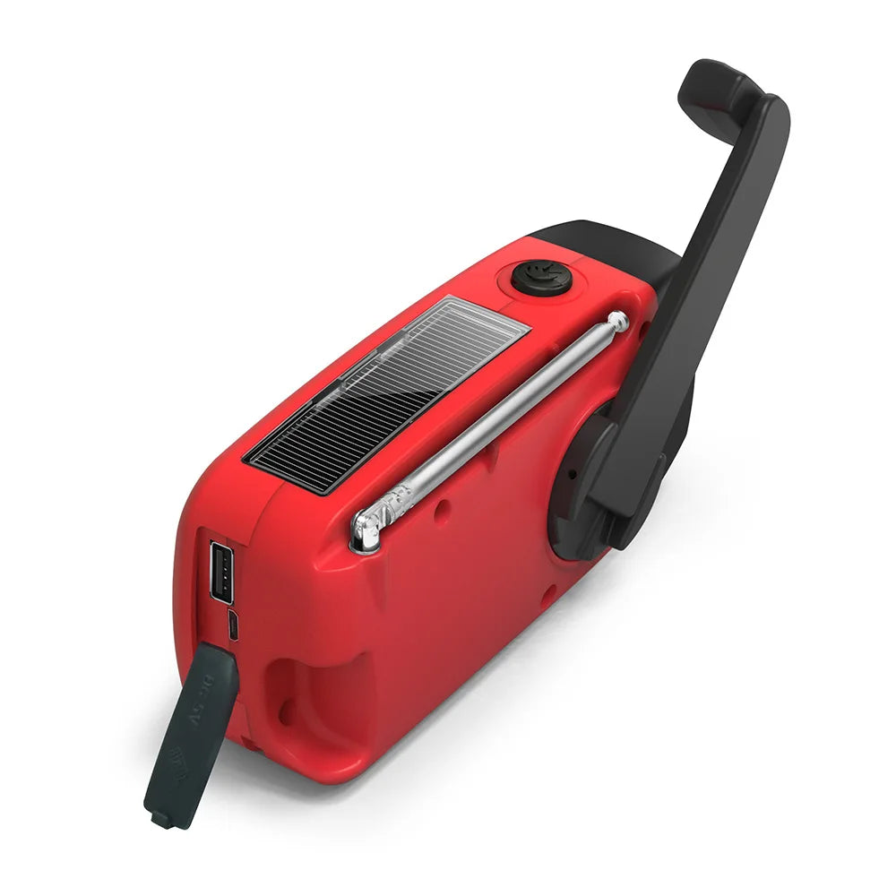 Radio de emergencia para acampar al aire libre, radio solar con dinamo y manivela, FM/AM/NOAA, cargador de teléfono de 2000 mAh, batería externa, linterna SOS