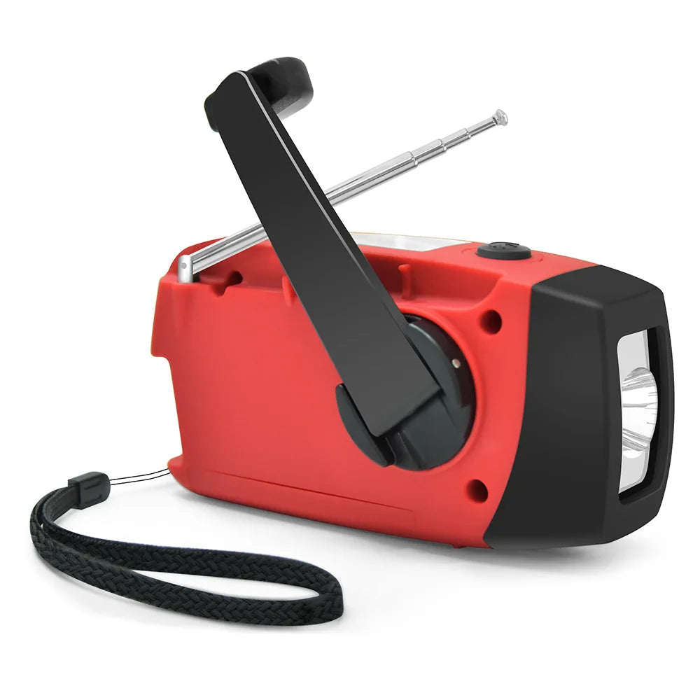 Radio de emergencia para acampar al aire libre, radio solar con dinamo y manivela, FM/AM/NOAA, cargador de teléfono de 2000 mAh, batería externa, linterna SOS