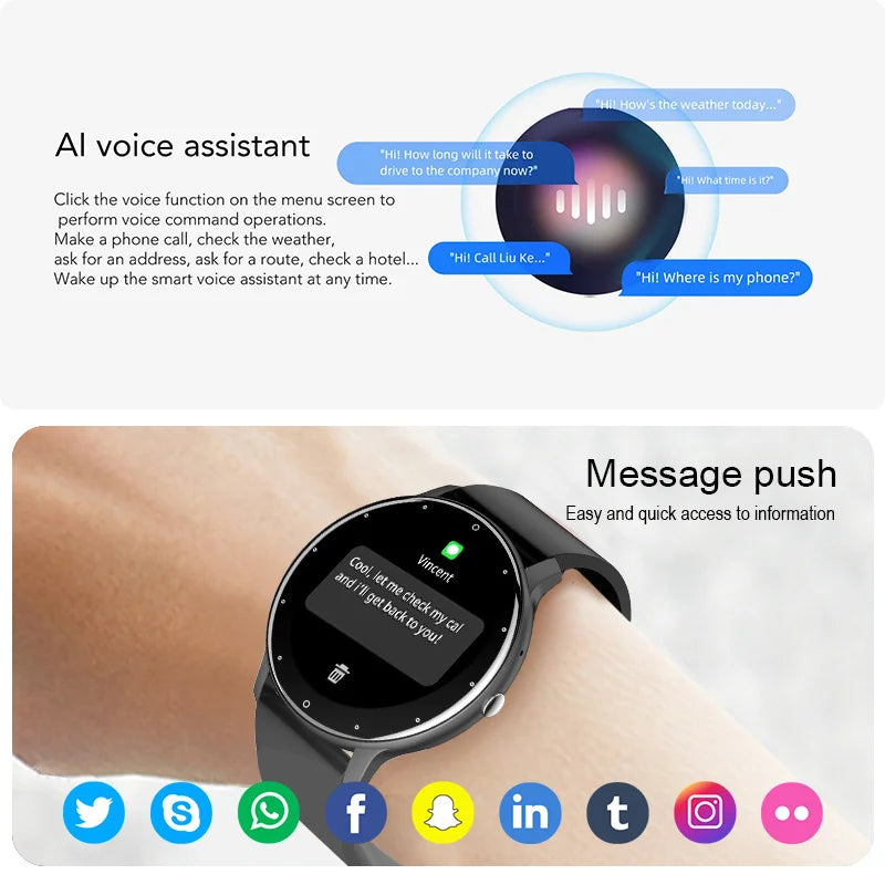 Reloj inteligente LIGE para hombre y mujer, con pantalla táctil completa, Bluetooth 5.2, llamadas, resistente al agua, rastreador de actividad física deportivo, IP67, ZL02, nuevo.