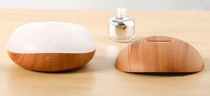 Humidificador de aromaterapia con 7 colores -Llama de fuego, de madera- Difusor de aroma-Generador de niebla ultrasónica de aire- Nebulizador de aroma