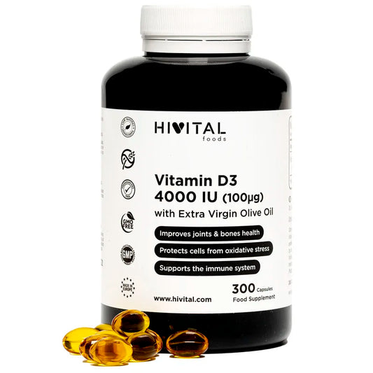 Vitamina D3 4000 UI 300 perlas (suministro para 10 meses),