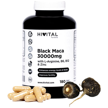 Maca Negra 30000 mg .180 cápsulas veganas.