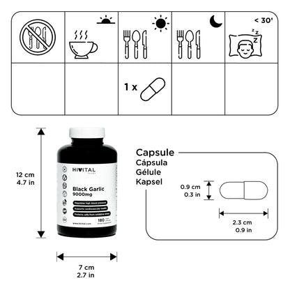 Ajo negro 9000 mg. 180 cápsulas veganas para 6 meses.