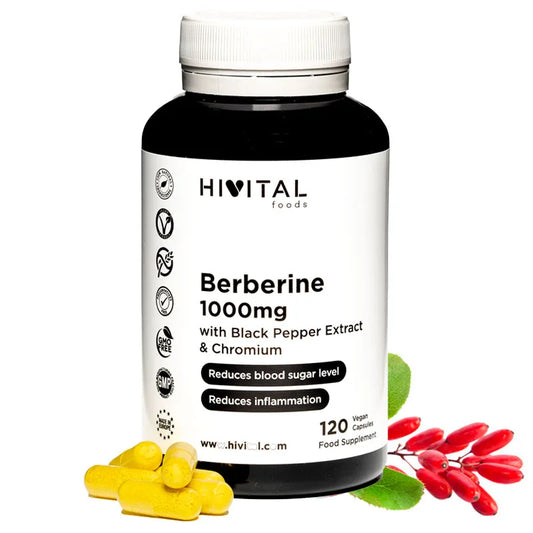 Berberina 1000 mg. 120 cápsulas veganas para 2 meses.