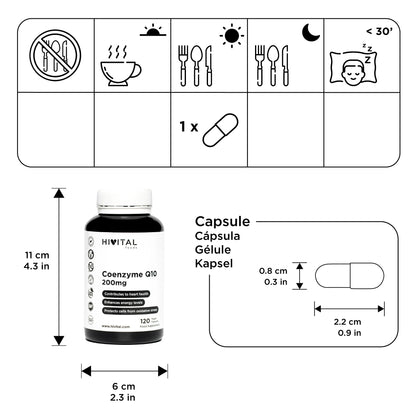 Coenzima Q10 200 mg. 120 cápsulas veganas para 4 meses.