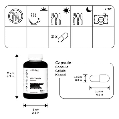 Cardo Mariano 1000 mg 180 cápsulas veganas (suministro para 6 meses).