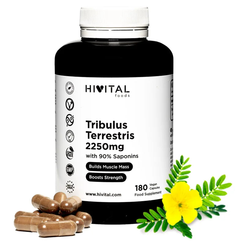 Tribulus Terrestris 2250 mg. 180 capsulas veganas para 2 meses de tratamiento