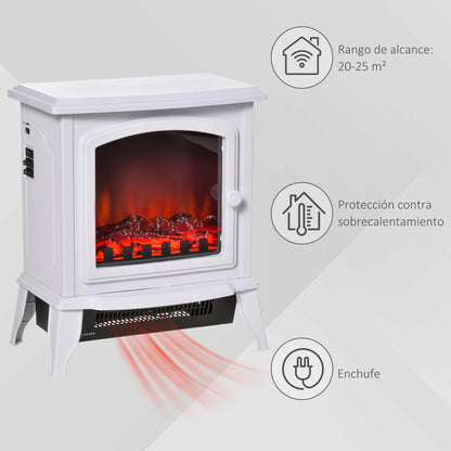 Chimenea eléctrica portátil HOMCOM 1000/2000W  - Llama simulada Termostato ajustable 
 +Protección contra sobrecalentamiento hasta 25 m²