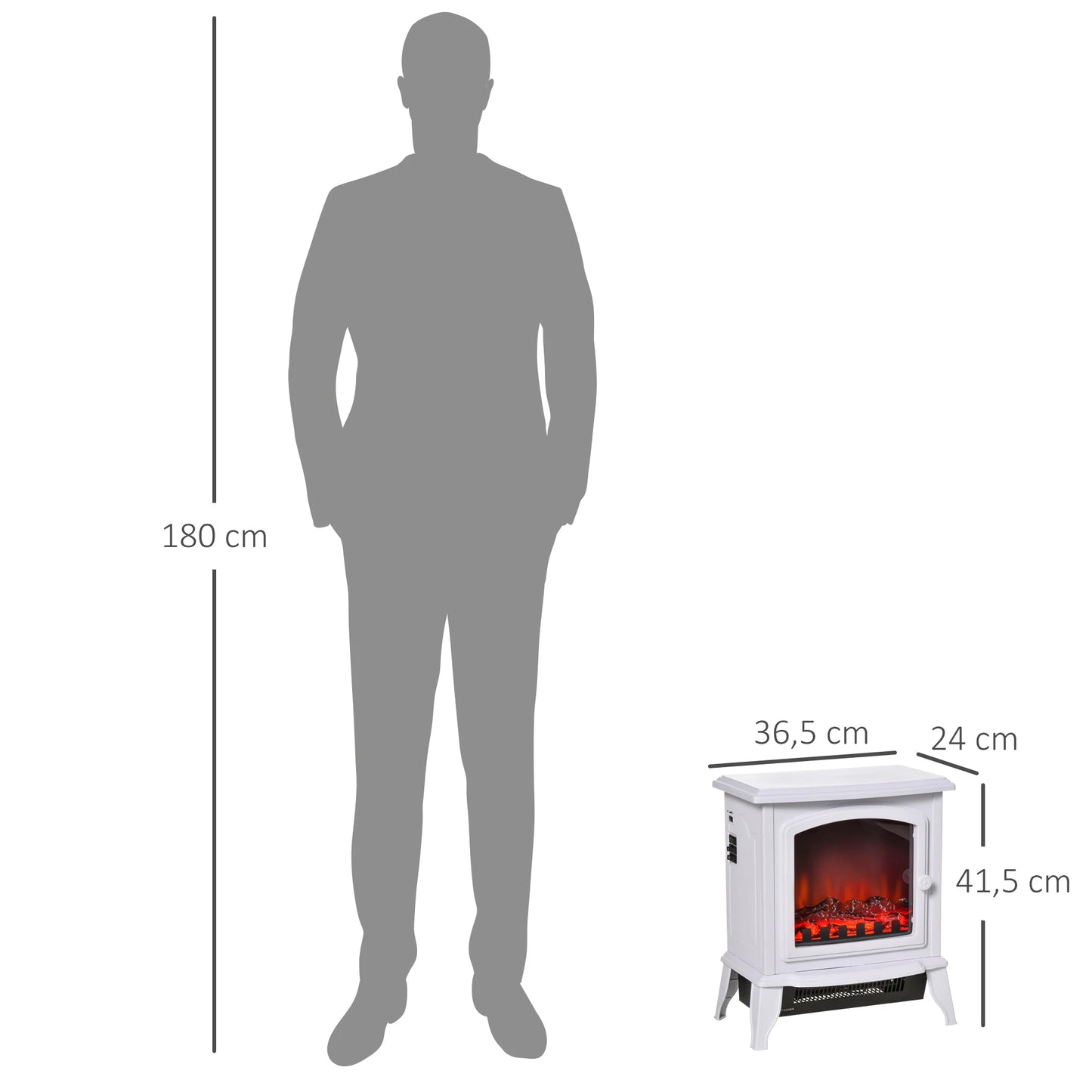 Chimenea eléctrica portátil HOMCOM 1000/2000W  - Llama simulada Termostato ajustable 
 +Protección contra sobrecalentamiento hasta 25 m²