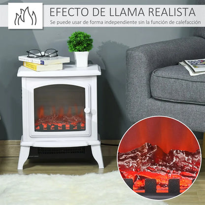 Chimenea eléctrica portátil HOMCOM 1000/2000W  - Llama simulada Termostato ajustable 
 +Protección contra sobrecalentamiento hasta 25 m²