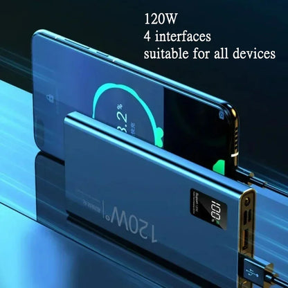 Banco de energía de 80000 mAh, 120 W, carga ultrarrápida, capacidad 100 % suficiente, cargador de batería portátil con pantalla digital para iPhone y Xiaomi.