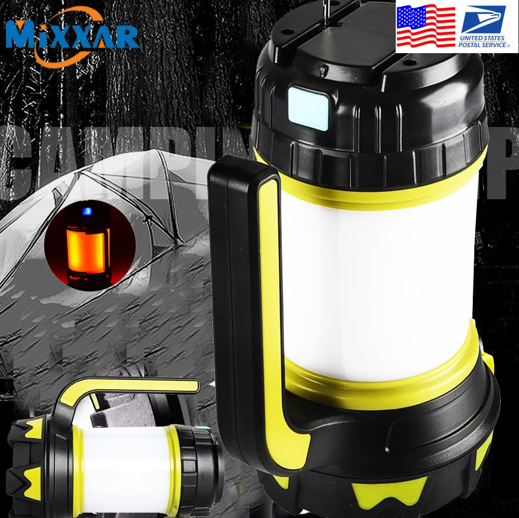 Linterna LED ZK30 de 8000 lúmenes y 100 W de larga duración, recargable por USB, para acampar, resistente al agua, para búsqueda al aire libre y pesca.