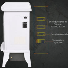 Cargar imagen en el visor de la galería, Chimenea eléctrica portátil HOMCOM 1000/2000W  - Llama simulada Termostato ajustable 
 +Protección contra sobrecalentamiento hasta 25 m²
