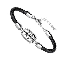 Cargar imagen en el visor de la galería, Pulsera de cuero perfumada con dije de acero inoxidable 316L,- Tamaño ajustable, con perfume de aceite esencial, acero de titanio.
