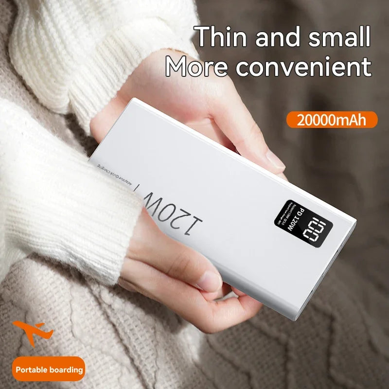 Banco de energía de 80000 mAh, 120 W, carga ultrarrápida, capacidad 100 % suficiente, cargador de batería portátil con pantalla digital para iPhone y Xiaomi.