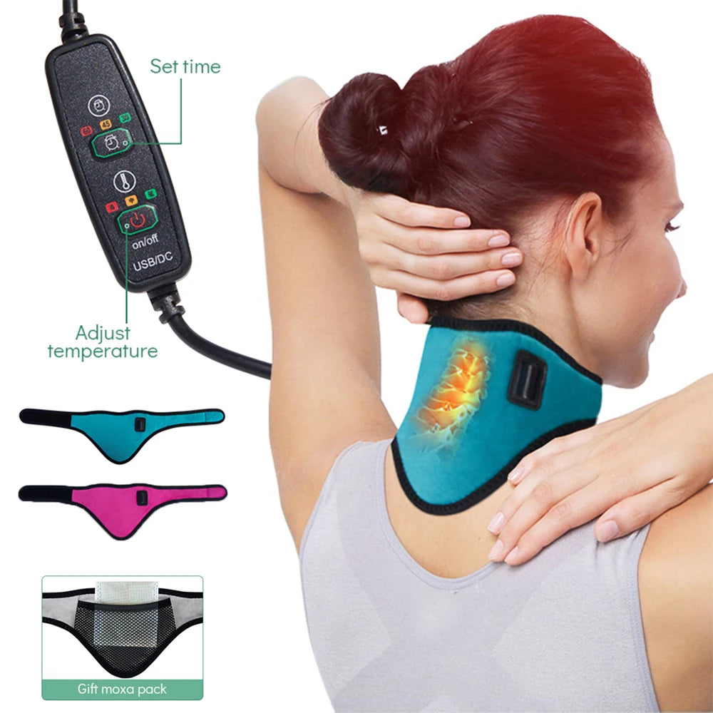 Masajeador de artemisa con compresa caliente y moxibustión 
Con protección para el cuello con calefacción eléctrica ajustable con tres temperaturas por USB