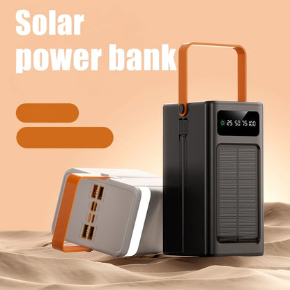 Banco Bateria  de carga solar de 50000/60000 mAh, batería externa de gran capacidad y engrosada, para viajes al aire libre, con luz LED, para teléfono móvil.