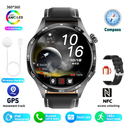 Reloj inteligente compatible con  HUAWEI GT5 Pro con GPS y NFC para hombre, pantalla AMOLED de 360 x 360, control del ritmo cardíaco, Bluetooth, llamadas, IP67, resistente al agua, 2025