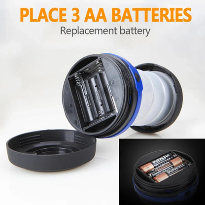 Nueva luz LED plegable telescópica para acampar, luz portátil para tienda de campaña, luz nocturna, luz de emergencia, linterna para acampar, funciona con pilas AA.