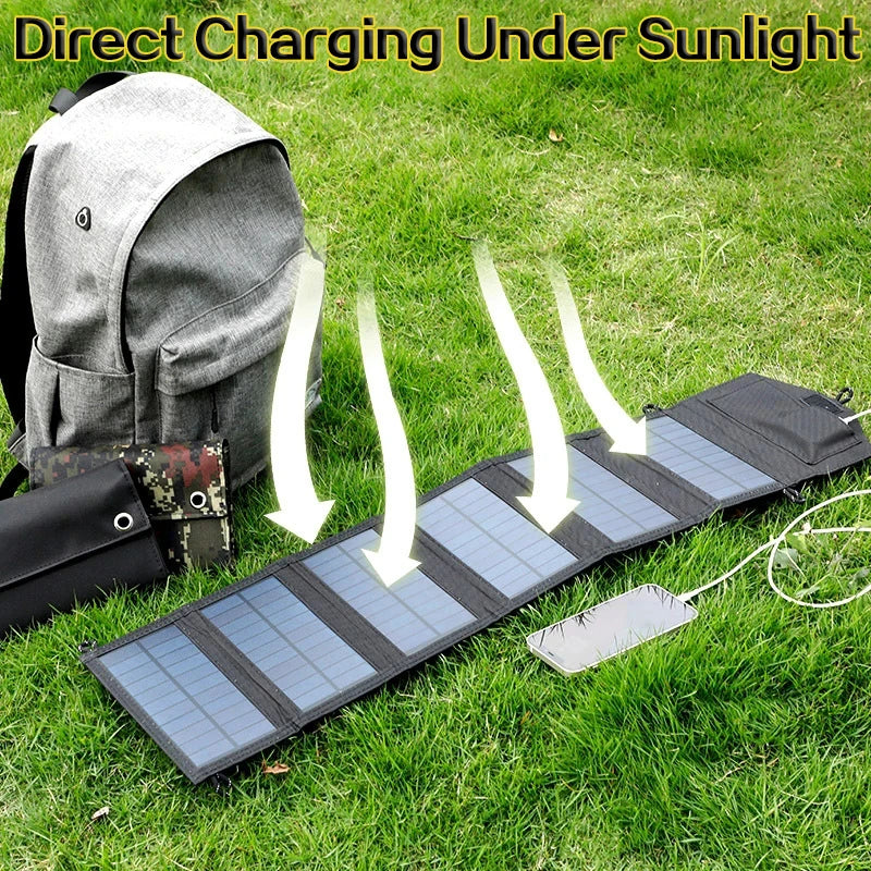 Panel solar plegable de 800 W y 6 paneles solares portátiles de 20 W/h con cargador USB de 5 V CC y fuente de alimentación móvil de energía continua.