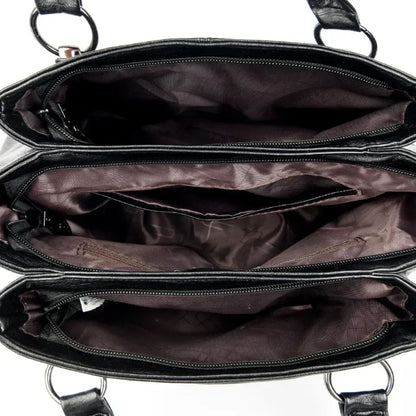 Bolsos de mano de lujo de 3 capas de moda genuina,de cuero de alta calidad para mujer, bolso de hombro