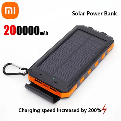 Banco de energía solar Xiaomi de 200.000 mAh, cargador portátil de gran capacidad, compatible con carga ultrarrápida de 120 W para iPhone, Samsung y Huawei.