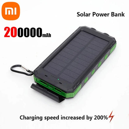 Banco de energía solar Xiaomi de 200.000 mAh, cargador portátil de gran capacidad, compatible con carga ultrarrápida de 120 W para iPhone, Samsung y Huawei.