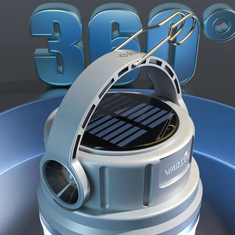 Lámpara de camping Warsun Outdoor de 1100 lúmenes, LED solar de larga duración, potente y recargable, ideal para deportes al aire libre.