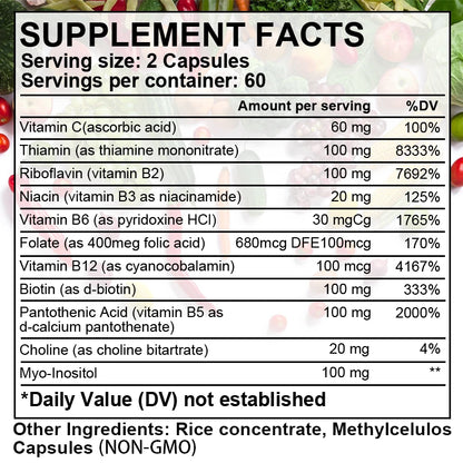 Cápsulas de complejo de vitamina B de Yimiduk que ayudan a aliviar la fatiga, mejorar la digestión, Reducir el estrés, mejorar el estado de ánimo y complementar el sistema inmunológico.