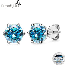 Cargar imagen en el visor de la galería, Butterflykiss Real 1 CT D Color Moissanite Stud Earrings For Women Top Quality 925 Sterling Silver Sparkling Wedding Jewelry
