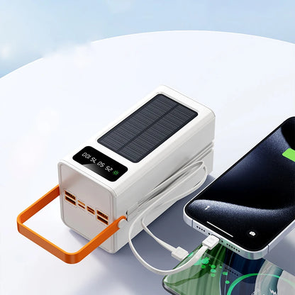 Banco Bateria  de carga solar de 50000/60000 mAh, batería externa de gran capacidad y engrosada, para viajes al aire libre, con luz LED, para teléfono móvil.