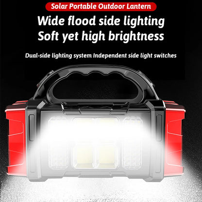 Luz LED solar recargable de doble color y doble fuente de luz, 16 LED, función de banco de energía USB, interruptores múltiples, iluminación portátil para exteriores