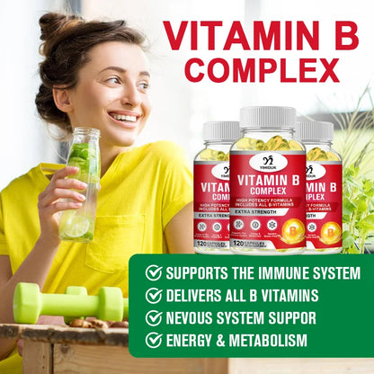 Cápsulas de complejo de vitamina B de Yimiduk que ayudan a aliviar la fatiga, mejorar la digestión, Reducir el estrés, mejorar el estado de ánimo y complementar el sistema inmunológico.