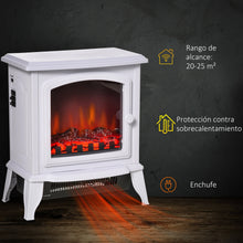 Cargar imagen en el visor de la galería, Chimenea eléctrica portátil HOMCOM 1000/2000W  - Llama simulada Termostato ajustable 
 +Protección contra sobrecalentamiento hasta 25 m²
