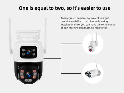 Cámara IP inalámbrica KERUI para exteriores con doble lente de 6 MP y WiFi
+ videovigilancia de seguridad para el hogar, detección humana, pantalla dual Icsee.