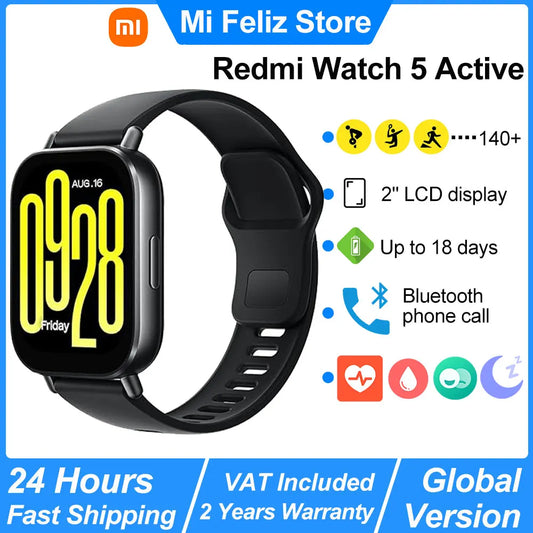 Xiaomi Redmi Watch 5 Active Smart Watch Bluetooth 5.3, monitor de oxígeno en sangre, frecuencia cardíaca, llamadas de voz por Bluetooth, pantalla LCD de 2 pulgadas.
