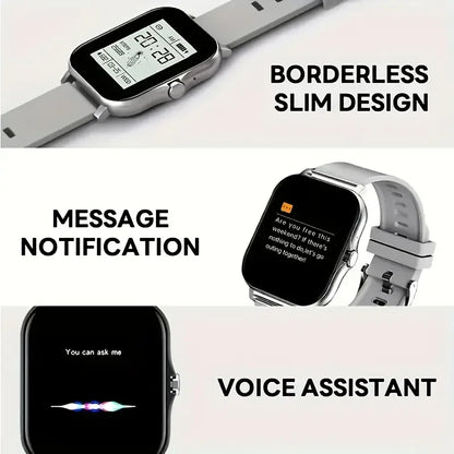 Reloj inteligente deportivo con Bluetooth, pantalla táctil completa, monitor de ritmo cardíaco, fitness.