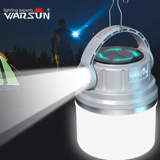 Lámpara de camping Warsun Outdoor de 1100 lúmenes, LED solar de larga duración, potente y recargable, ideal para deportes al aire libre.