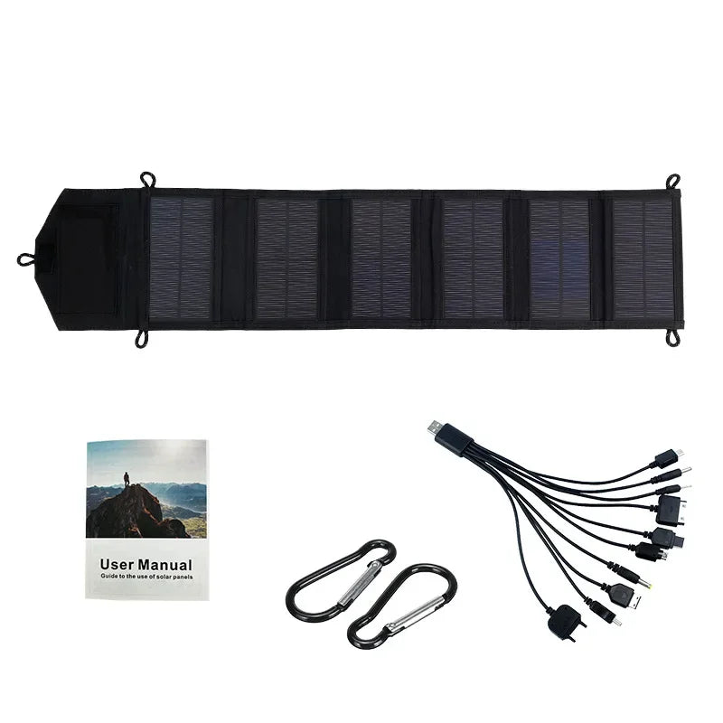 Panel solar plegable de 800 W y 6 paneles solares portátiles de 20 W/h con cargador USB de 5 V CC y fuente de alimentación móvil de energía continua.