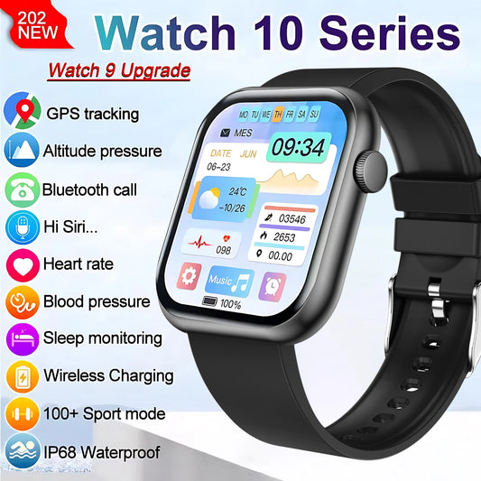 Reloj inteligente compatible con  Apple Watch 10 para hombre y mujer, con control de temperatura corporal, Bluetooth, llamadas, NFC, GPS, deportivo, para iPhone, 2025