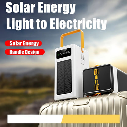 Banco Bateria  de carga solar de 50000/60000 mAh, batería externa de gran capacidad y engrosada, para viajes al aire libre, con luz LED, para teléfono móvil.