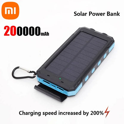 Banco de energía solar Xiaomi de 200.000 mAh, cargador portátil de gran capacidad, compatible con carga ultrarrápida de 120 W para iPhone, Samsung y Huawei.