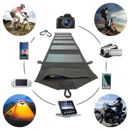 Panel solar plegable de 800 W y 6 paneles solares portátiles de 20 W/h con cargador USB de 5 V CC y fuente de alimentación móvil de energía continua.