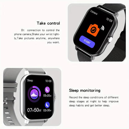 Reloj inteligente deportivo con Bluetooth, pantalla táctil completa, monitor de ritmo cardíaco, fitness.