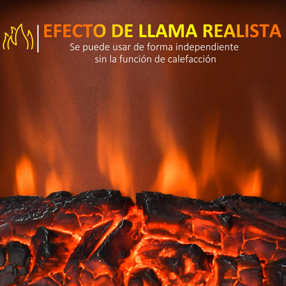 Chimenea eléctrica portátil HOMCOM 1000/2000W  - Llama simulada Termostato ajustable 
 +Protección contra sobrecalentamiento hasta 25 m²