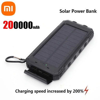 Banco de energía solar Xiaomi de 200.000 mAh, cargador portátil de gran capacidad, compatible con carga ultrarrápida de 120 W para iPhone, Samsung y Huawei.